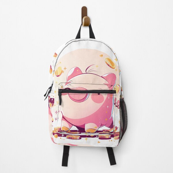 Item preview, Cute Pink Piggy Bank with Falling Coin – Kawaii Pop Art Cartoon Design in Bright Pastel Colors designed and sold by Windy-market.
