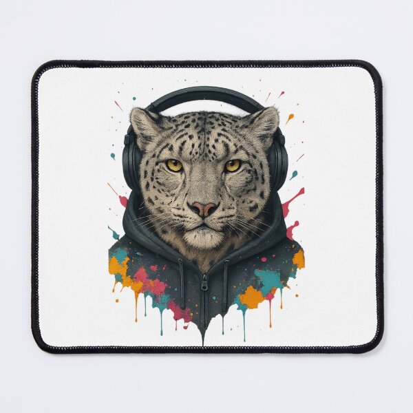 Item preview, Arctic Tempo – Snow Leopard with Headphones & Hoodie (Color Splash Street Art) designed and sold by thtCMRAguy.