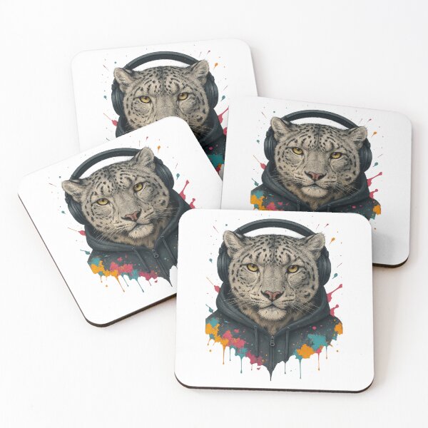 Item preview, Arctic Tempo – Snow Leopard with Headphones & Hoodie (Color Splash Street Art) designed and sold by thtCMRAguy.
