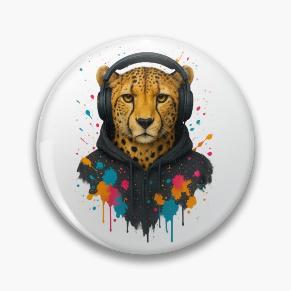 Item preview, Speed Beats – Cheetah with Headphones & Hoodie (Color Splash Street Art) designed and sold by thtCMRAguy.