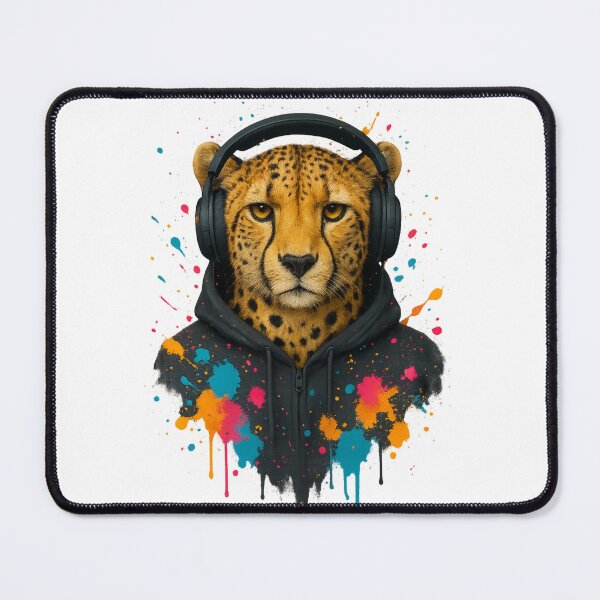 Item preview, Speed Beats – Cheetah with Headphones & Hoodie (Color Splash Street Art) designed and sold by thtCMRAguy.