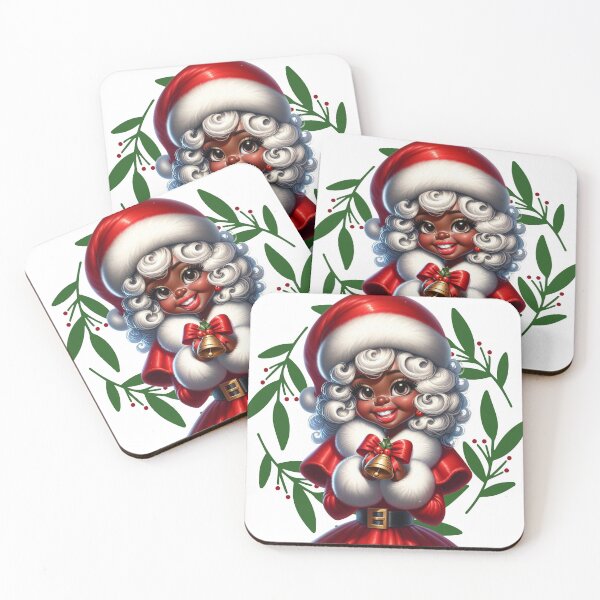 Item preview, Cute Black Santa Girl Smiling with Christmas Bell | Festive Portrait designed and sold by Lulunza.