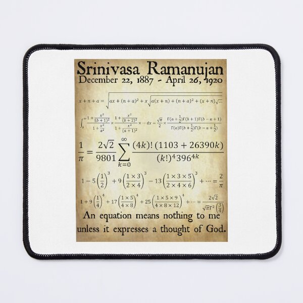 Item preview, Nerdy Vintage Srinivasa Ramanujan Quote An Equation Means Nothing to Me Unless it Expresses a Thought of God Math Science Teacher Black Text Parchment designed and sold by MathWare MathClips.