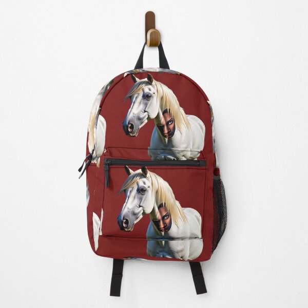 Item preview, Mystic White Horse with Girl Tattoo – Surreal Fantasy Art designed and sold by AwesomeDigiShop.