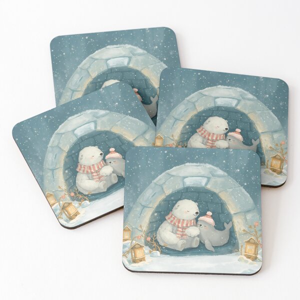 Item preview, Igloo Warmth – Polar Bear and Seal Sharing a Cozy Moment designed and sold by WildlifeWhimsy.