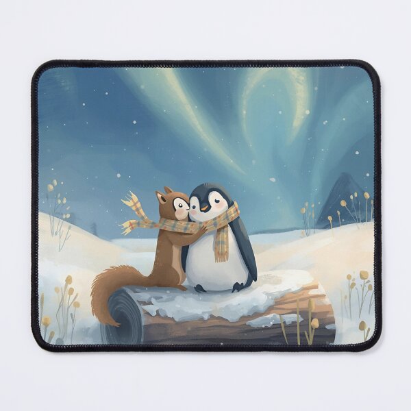 Item preview, Love Across Poles – Flying Squirrel and Emperor Penguin in Winter Bliss designed and sold by WildlifeWhimsy.