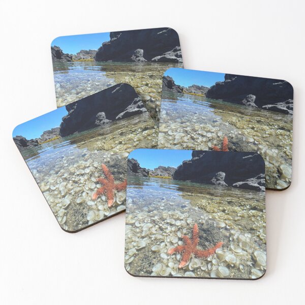Item preview, Red Starfish in Clear Tidepool – Ocean Nature Photography designed and sold by TrisaThyme.