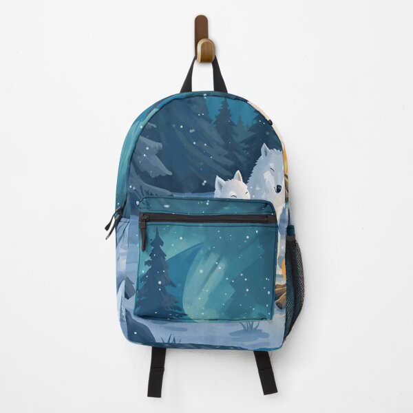 Item preview, Starlit Forest Campfire – White Wolves in Winter Night designed and sold by WildlifeWhimsy.