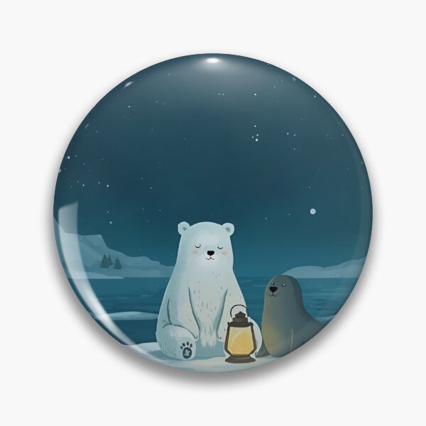 Artikelvorschau, Freunde in einer verschneiten Nacht – Eisbär und Robbe bei der Eislaterne entworfen und verkauft von WildlifeWhimsy.