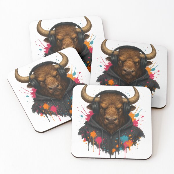 Item preview, Bass Bison – Bison/Buffalo with Headphones & Hoodie (Color Splash Street Art) designed and sold by thtCMRAguy.