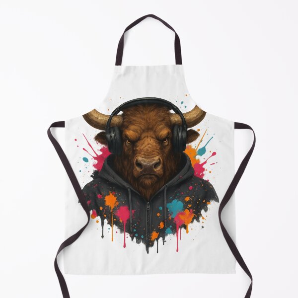 Item preview, Bass Bison – Bison/Buffalo with Headphones & Hoodie (Color Splash Street Art) designed and sold by thtCMRAguy.