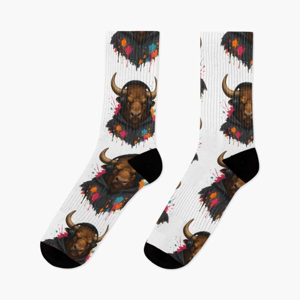 Item preview, Bass Bison – Bison/Buffalo with Headphones & Hoodie (Color Splash Street Art) designed and sold by thtCMRAguy.