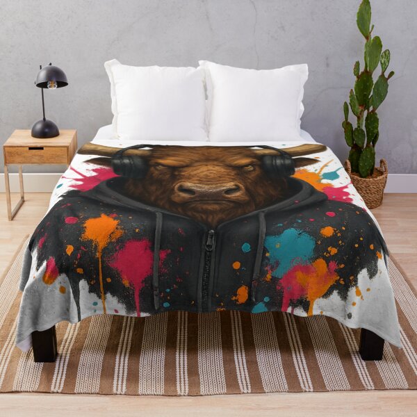 Item preview, Bass Bison – Bison/Buffalo with Headphones & Hoodie (Color Splash Street Art) designed and sold by thtCMRAguy.