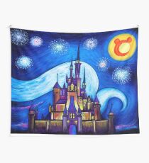 Starry Night Over The Castle Wall Tapestry