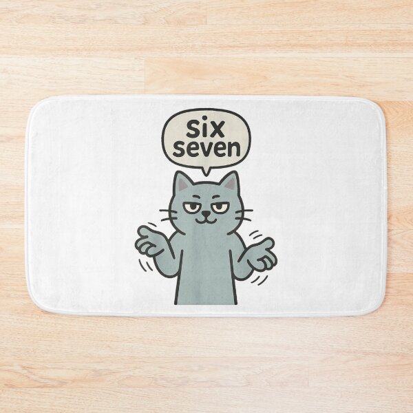 Item preview, Funny Cat Saying Six Seven Shrugging Cartoon Kitten Meme designed and sold by YubitaLeLe.