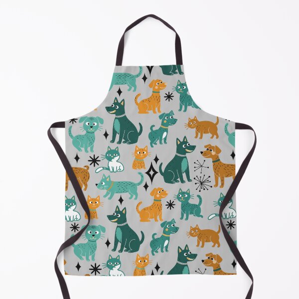 Item preview, Teal and Gold Cats and Dogs Seamless Repeat designed and sold by Sharon Schwalbe.
