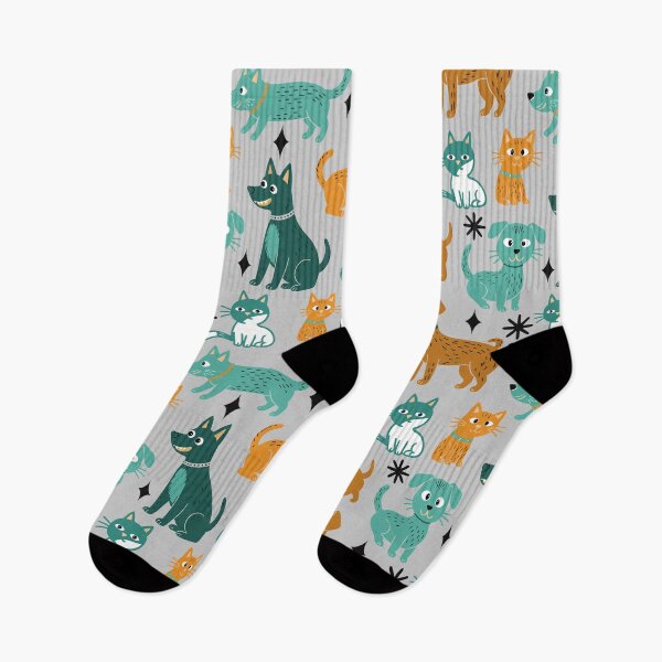 Item preview, Teal and Gold Cats and Dogs Seamless Repeat designed and sold by Sharon Schwalbe.