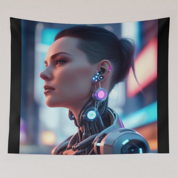 Item preview, Futuristic Cyber Woman Merchandise designed and sold by RandomlyPopUps.