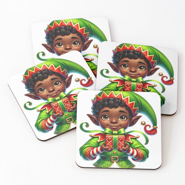 Item preview, Adorable African American Elf Holding Gift | Christmas Art designed and sold by Lulunza.