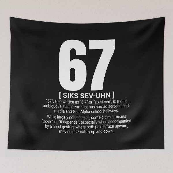 Item preview, Six Seven Definition 67 Slang Viral Gen Alpha Meme designed and sold by merlinnears.