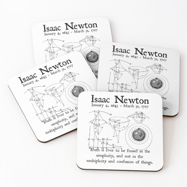 Item preview, Nerdy Vintage Isaac Newton Quote Truth is Ever to be Found in the Simplicty Math Science Teacher Black Text designed and sold by MathWare MathClips.