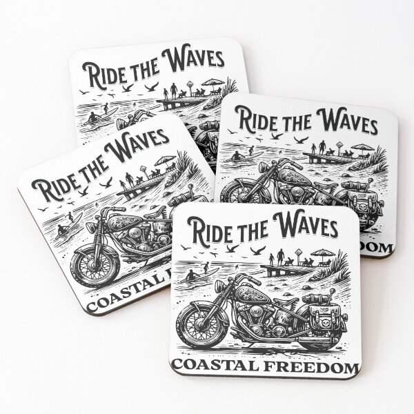 Item preview, Ride the Waves – Coastal Motorcycle Art, Surf Biker Design, Vintage Freedom Ride Illustration designed and sold by Graphic Botique.