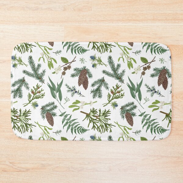 Item preview, Botanical Christmas Pine, Mistletoe, and Fern Pattern - Nature-Inspired Holiday Throw Pillow designed and sold by FestivityFinds.