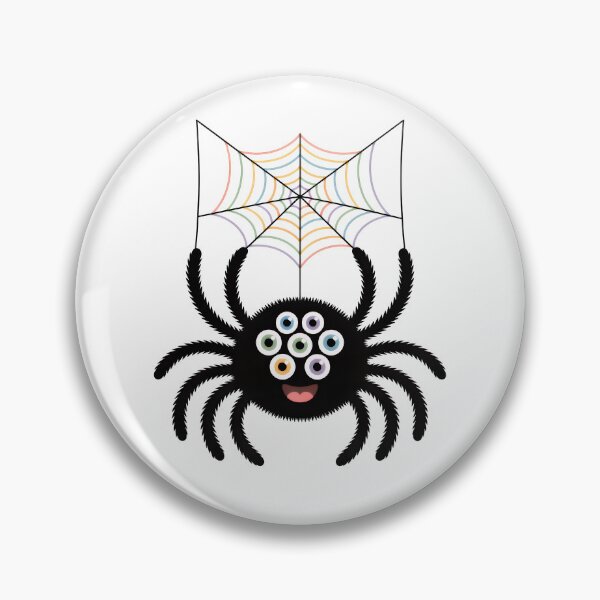 Item preview, Cute Kawaii Spider: Adorable Character with Colorful Eyes & Rainbow Web designed and sold by RudArtAI.