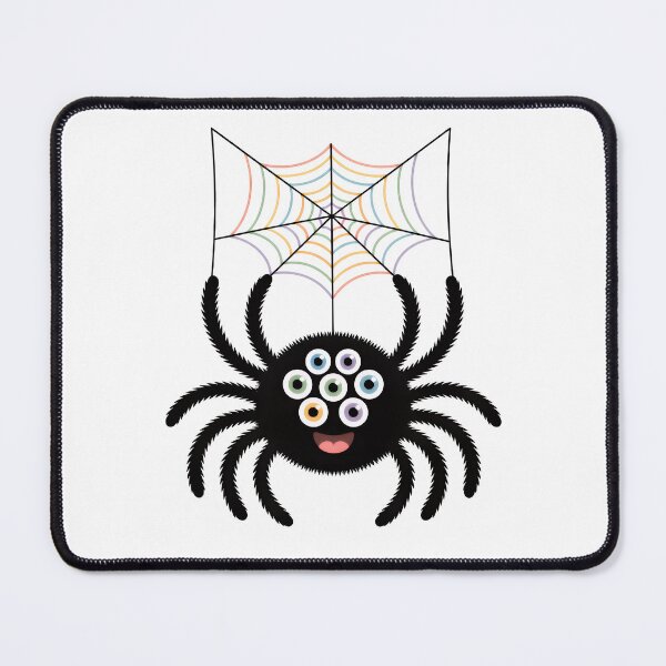 Item preview, Cute Kawaii Spider: Adorable Character with Colorful Eyes & Rainbow Web designed and sold by RudArtAI.