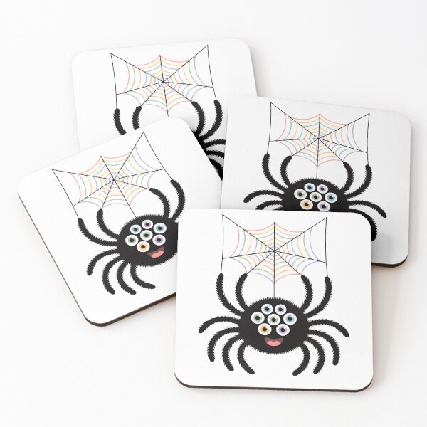 Item preview, Cute Kawaii Spider: Adorable Character with Colorful Eyes & Rainbow Web designed and sold by RudArtAI.