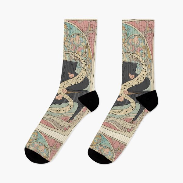 Item preview, Black Cat Playing Piano – Art Nouveau Symphony designed and sold by Cherry Dreams.