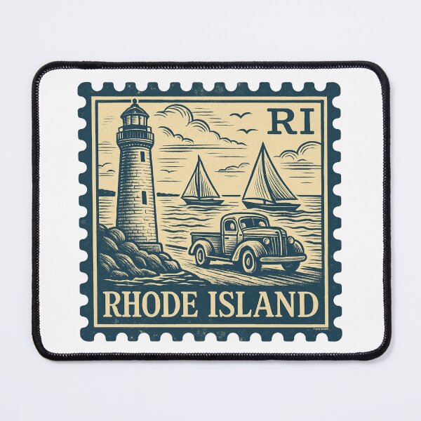 Item preview, Rhode Island Stamp - Coastal Drive with Lighthouse designed and sold by Automotive Art by Greg.