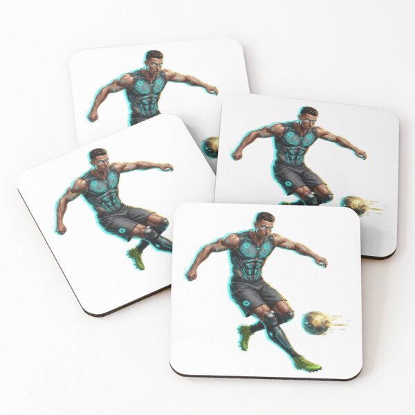 Item preview, Cyberpunk Cristiano Ronaldo: Futuristic CR7 Kicking Glowing Soccer Ball Fan Art designed and sold by Scorpio Art.
