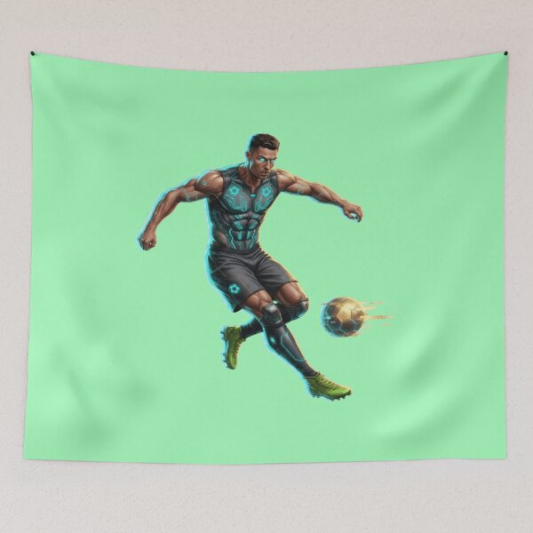 Item preview, Cyberpunk Cristiano Ronaldo: Futuristic CR7 Kicking Glowing Soccer Ball Fan Art designed and sold by Scorpio Art.