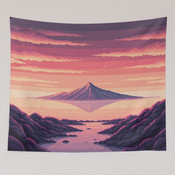 Item preview, pixel art sunset landscape designed and sold by randa102.