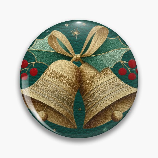 Item preview, Golden Christmas Bells with Holly and Ribbon 2 designed and sold by FlaskLab.