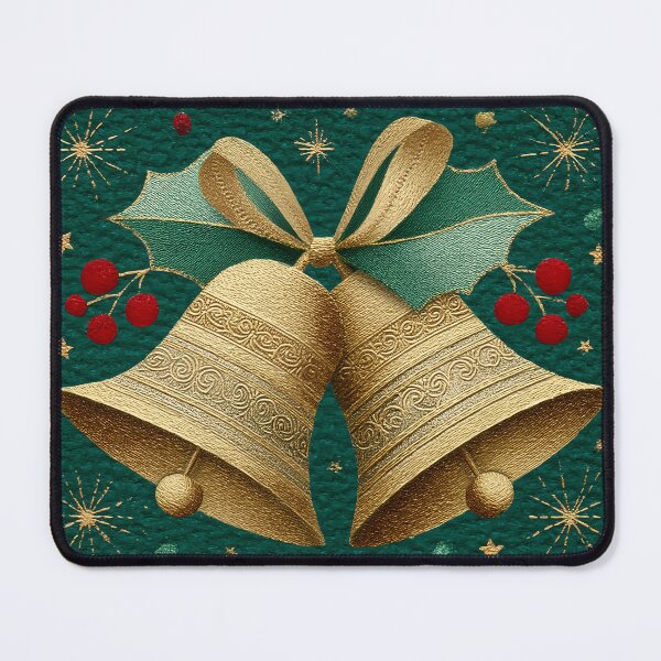 Item preview, Golden Christmas Bells with Holly and Ribbon 2 designed and sold by FlaskLab.