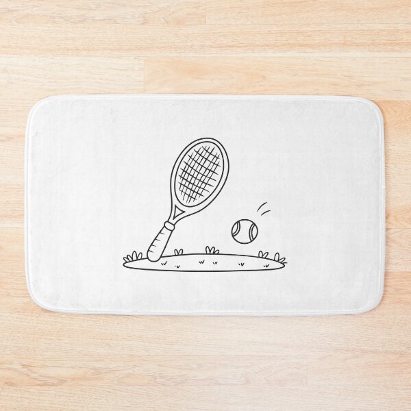 Item preview, A tennis racket beside a bouncing ball on grass designed and sold by rasagamastore.