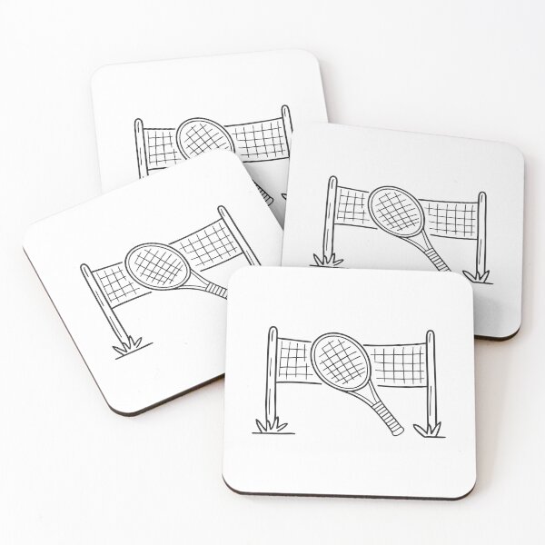 Item preview, A tennis racket leaning near a net post designed and sold by rasagamastore.