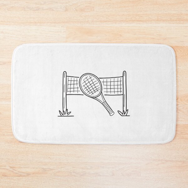 Item preview, A tennis racket leaning near a net post designed and sold by rasagamastore.