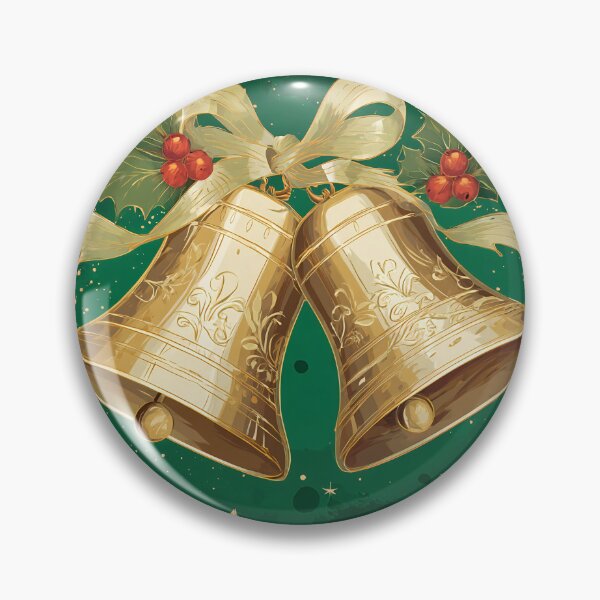 Artikelvorschau, Goldene Weihnachtsglocken mit Stechpalme und Schleife 3 entworfen und verkauft von FlaskLab.