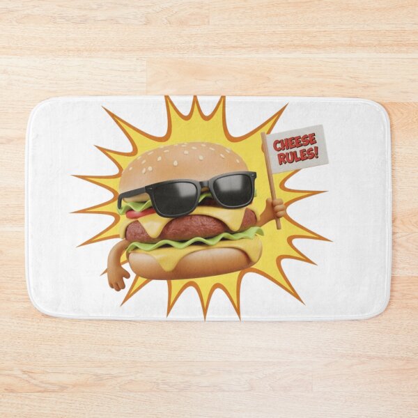 Item preview, Cheese Rules! Cool Cheeseburger Character with Sunglasses & Flag Pop Art designed and sold by Scorpio Art.