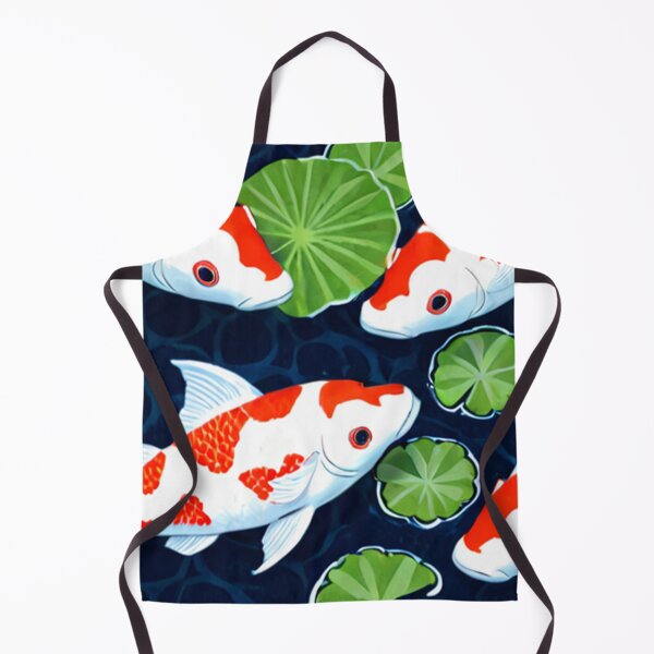 Item preview, colorful koi fish swimming with lotus leaves pattern designed and sold by SassyArtistry.