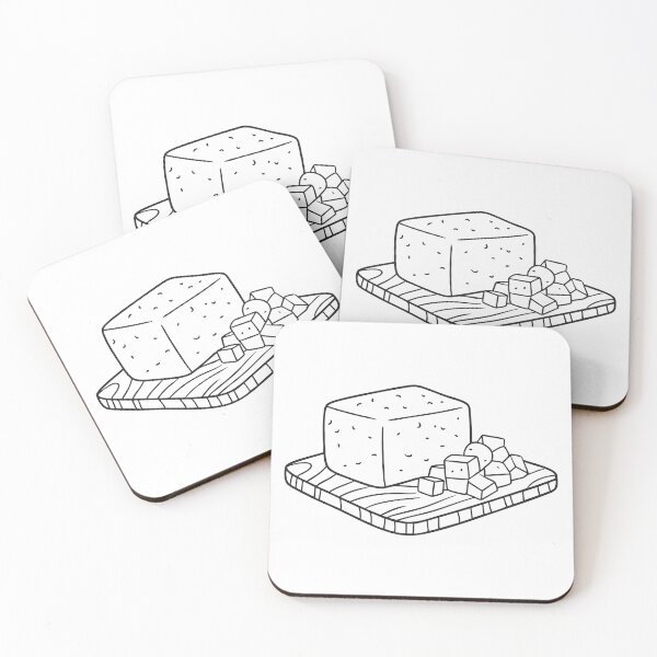 Item preview, A block of tofu beside chopped vegetables on a cutting board designed and sold by rasagamastore.