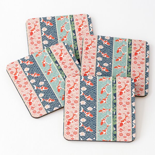 Item preview, japanese koi fish tattoo pattern with lotus flowers designed and sold by SassyArtistry.