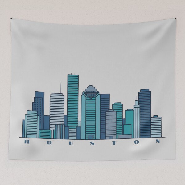 Item preview, Houston Skyline Minimalist Illustration – Modern Blue Cityscape Art Print designed and sold by SimplyJasper.