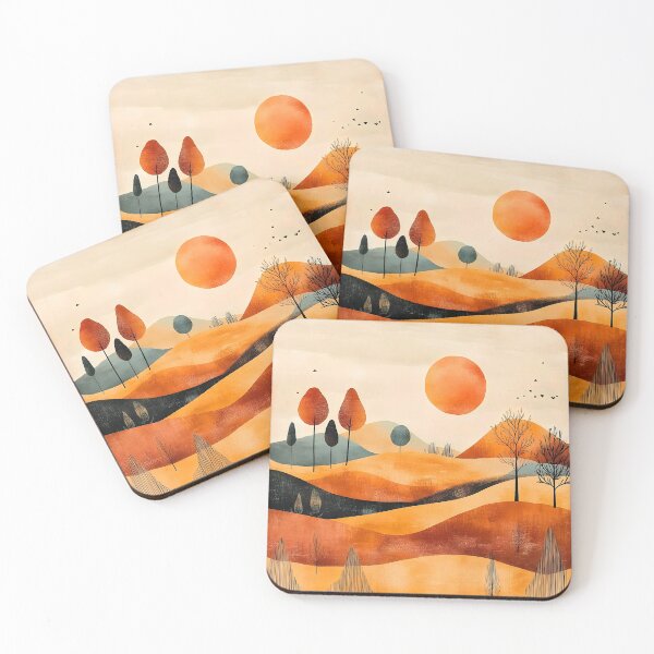 Item preview, Boho Abstract Art Mountain Landscape Sunrise Modern Art designed and sold by DEC02.