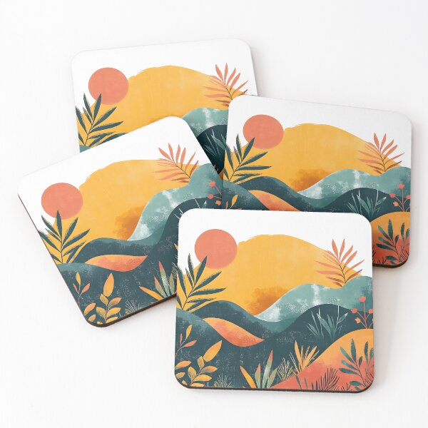 Item preview, Boho Abstract Landscape: Mountain Sunrise Modern Contemporary Art designed and sold by DEC02.