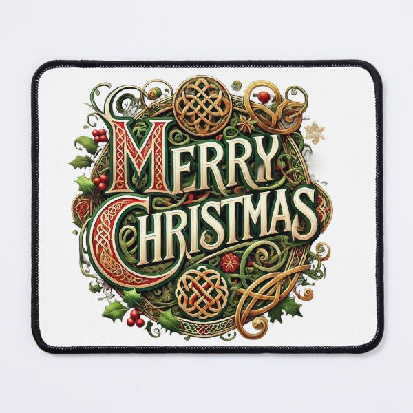Item preview, Merry Christmas Celtic Style – Decorative Holiday Typography with Knotwork and Holly designed and sold by CelticSoulShop.