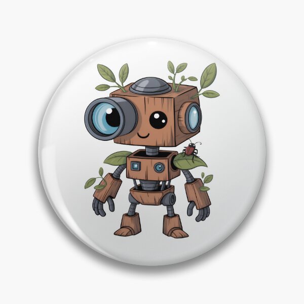 Artikelvorschau, Niedlicher Holzroboter: Kawaii-Naturroboter mit Blätterillustration entworfen und verkauft von RudArtAI.